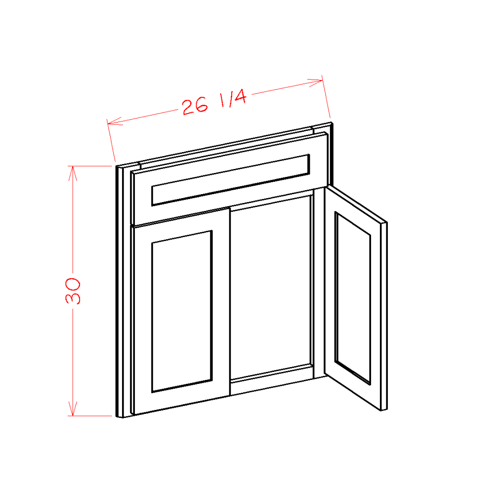 Oxford White 42" Diagonal Corner Sink Front - 26-1/4"W x 30"H x 3/4"D