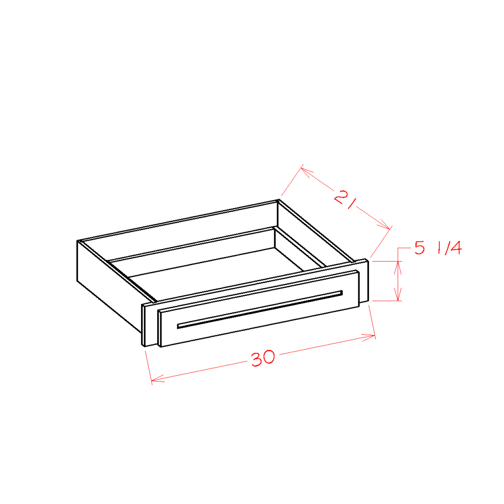 Shaker Black Desk Knee Drawer - 30"W x 5-1/4"H x 21"D (Trimmable to 27"W)