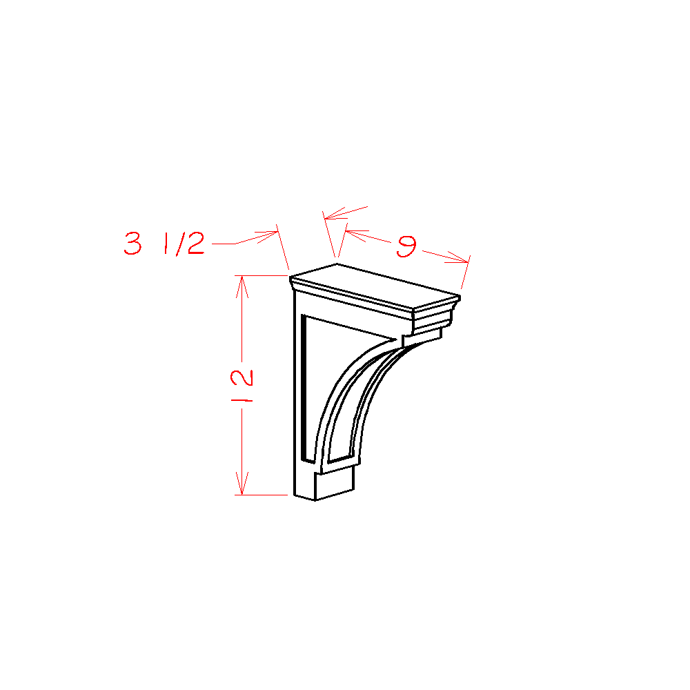 Shaker Cinder Modern Corbel - 3-1/2"W x 12"H x 9"D