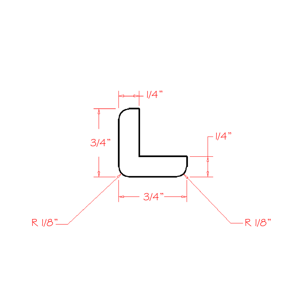 Shaker Cinder Outside Corner Moulding - 96"W x 3/4"H x 3/4"D