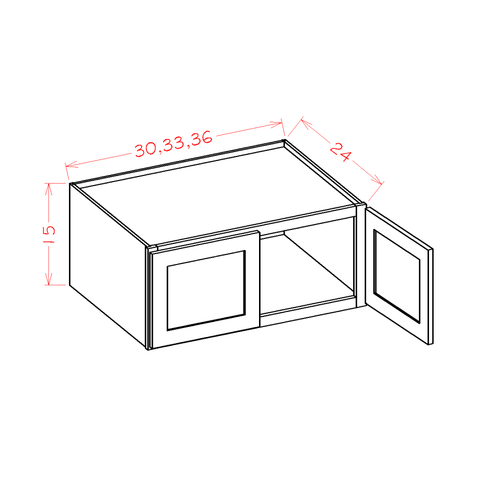Shaker Grey Wall Refrigerator Cabinet - 33"W x 15"H x 24"D -2D
