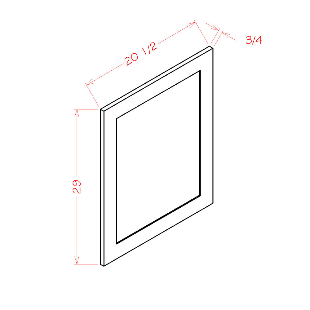 Shaker White Vanity Decorative End Panel - 20-1/2"W x 29"H x 3/4"D