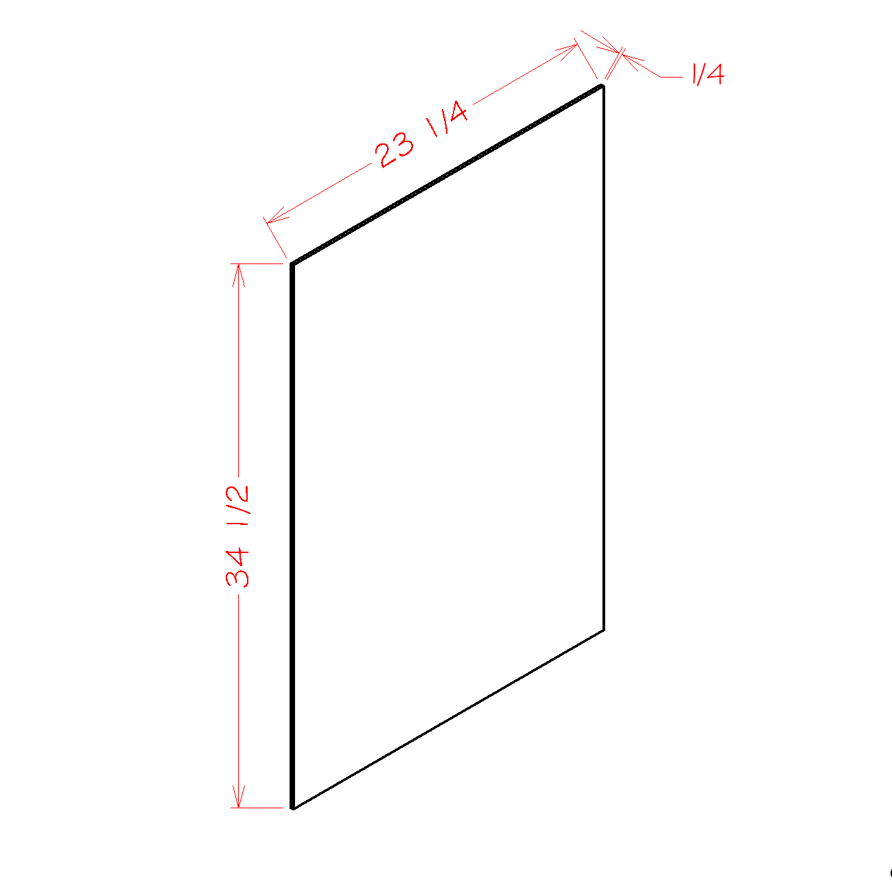 Shaker Antique White Base Skin Panel - 23-1/4"W x 34-1/2"H x 1/4"D