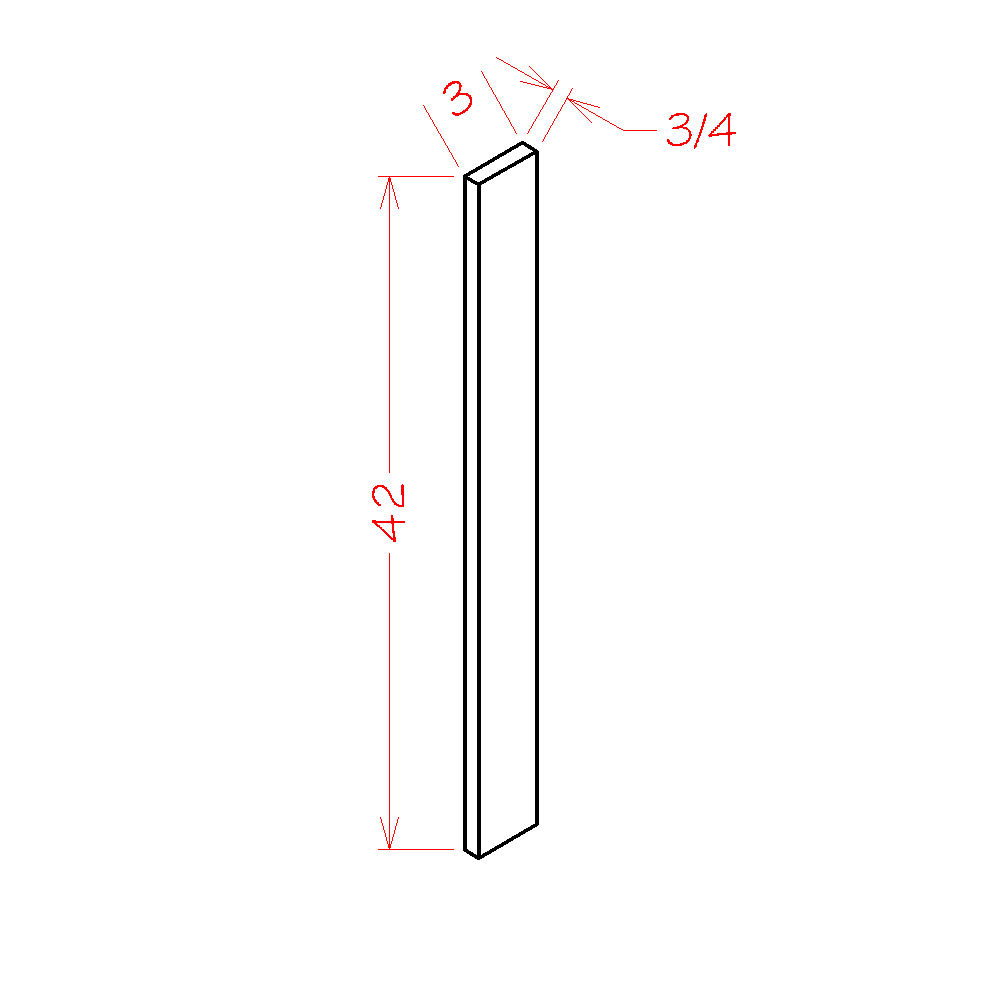 Shaker Black 3"W Filler - 3"W x 42"H x 3/4"D