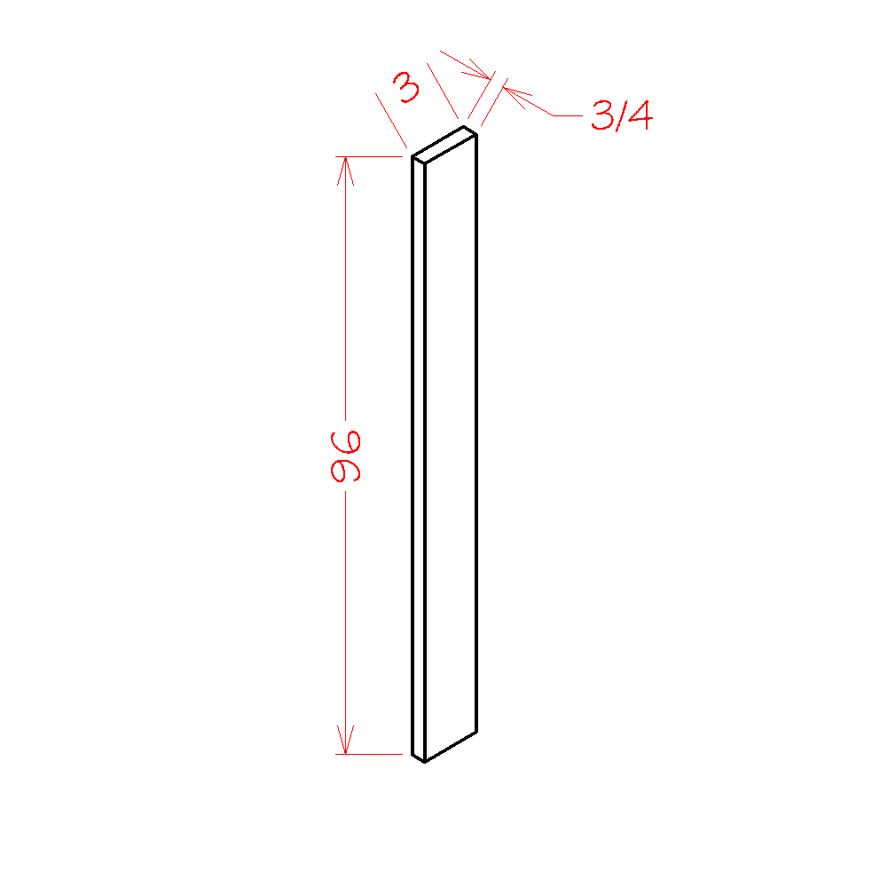 Shaker Black 3"W Tall Filler - 3"W x 96"H x 3/4"D