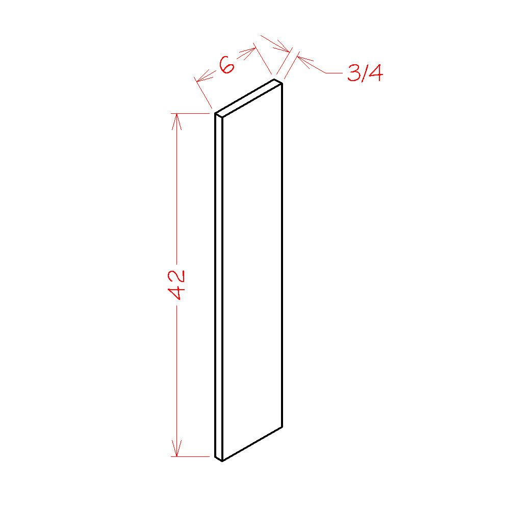 Shaker Black 6"W Filler - 6"W x 42"H x 3/4"D