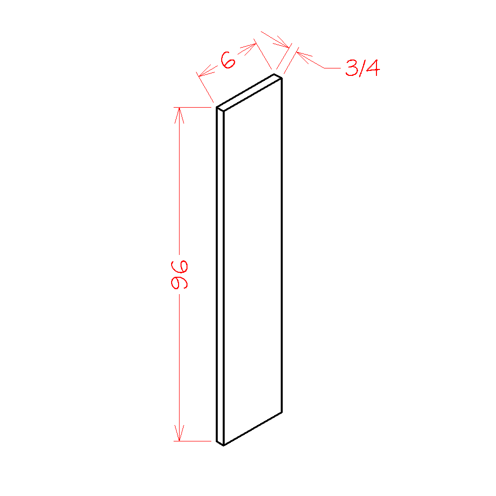 Shaker Cinder 6"W Tall Filler - 6"W x 96"H x 3/4"D