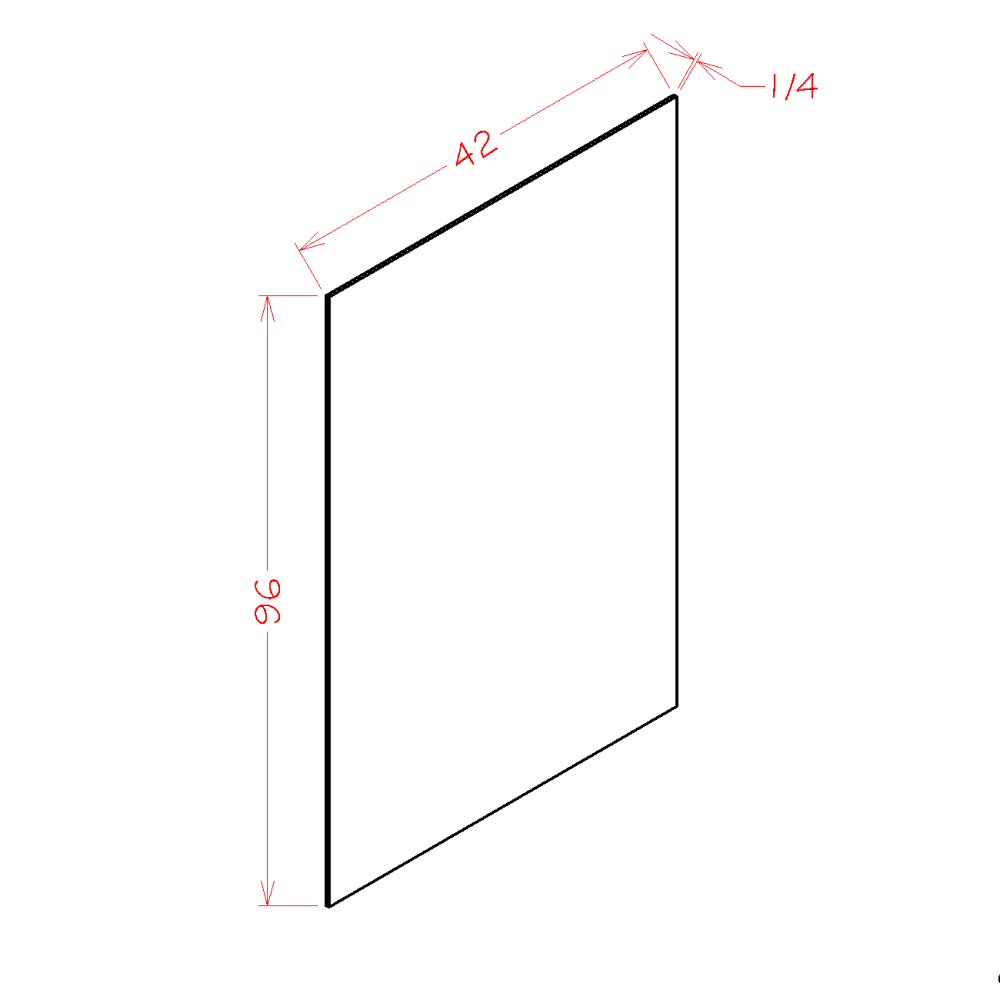 Shaker Black Finished Veneer Panel - 42"W x 96"H x 1/4"D