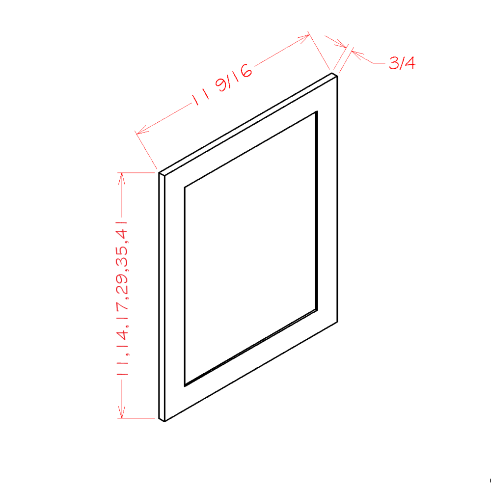 Shaker Grey Wall Decorative End Panel - 11-1/2"W x 41"H x 3/4"D