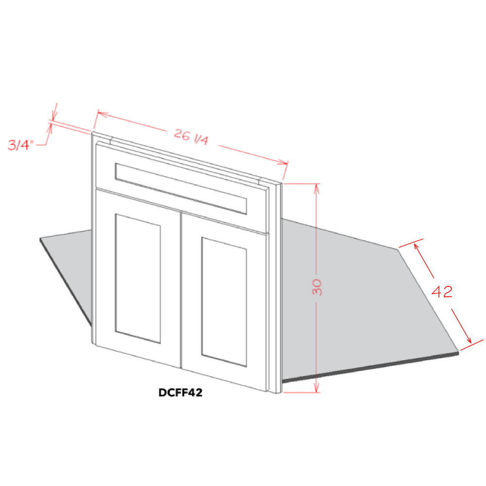 Casselberry Antique White 42" Diagonal Corner Sink Front & Floor Kit - 26-1/4"W x 30"H x 3/4"D -2D-1FDR