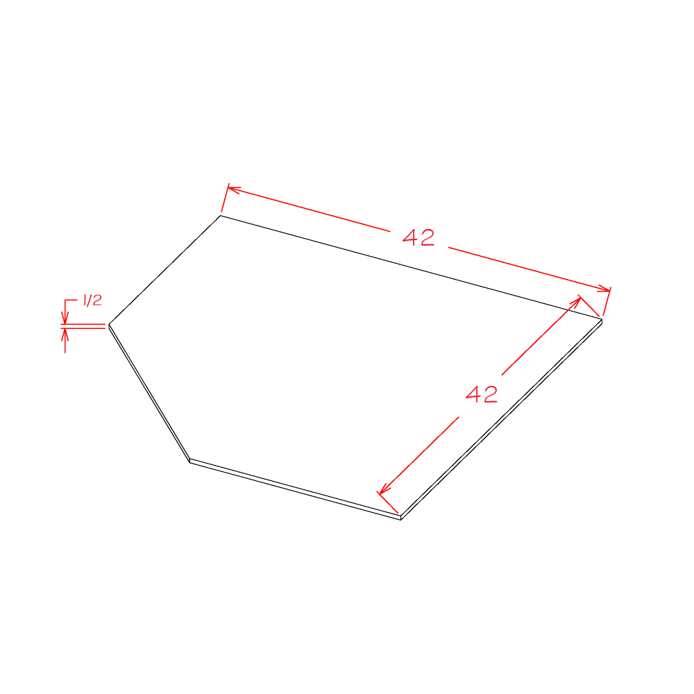 Shaker Cinder Diagonal Corner Sink Floor - 42"W x 3/4"H x 42"D