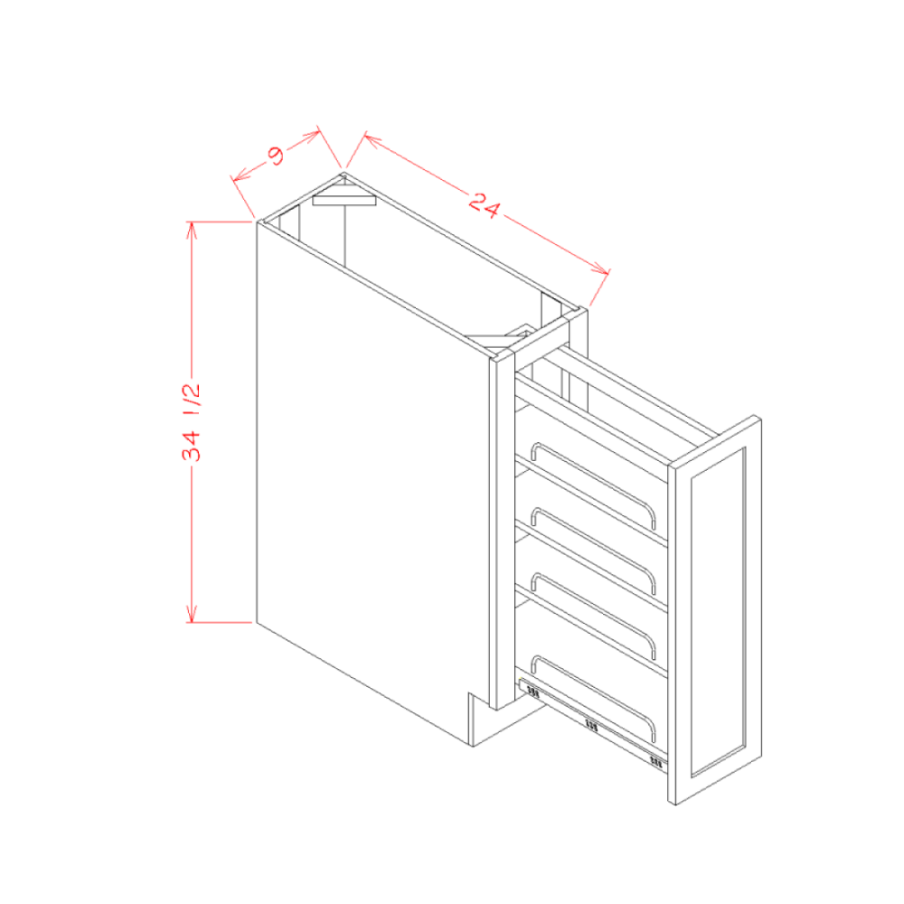 Casselberry Saddle Base with Shelf Pullout - 9"W x 34-1/2"H x 24"D -1D-1PO