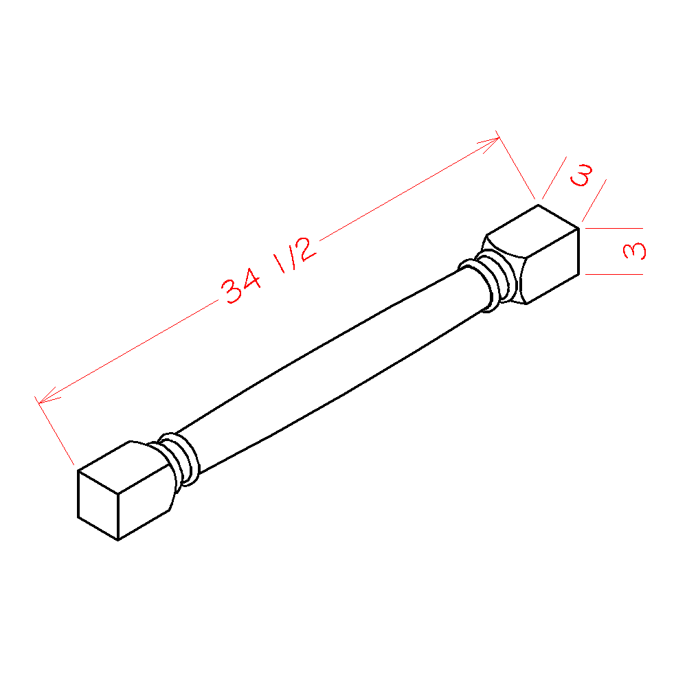 Shaker Grey Classic Decorative Leg - 3"W x 34-1/2"H x 3"D