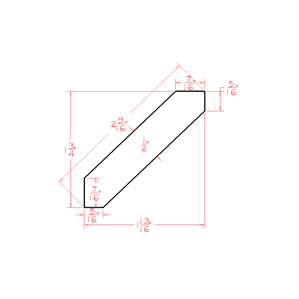 Shaker Black Angle Crown Moulding - 96"W x 1-3/4"H x 1-13/16"D