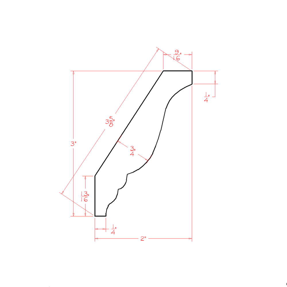 Shaker Dove Decorative Crown Moulding - 96"W x 3"H x 2"D