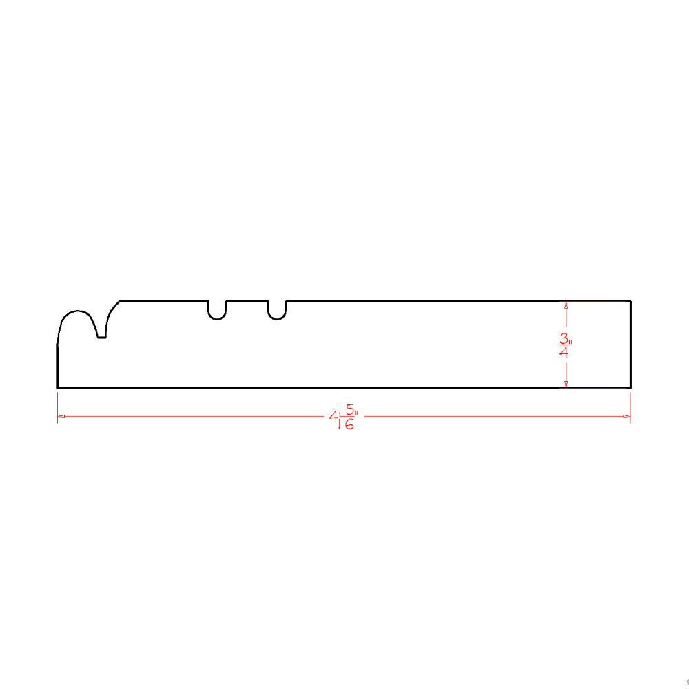 Shaker Black Furniture Base Moulding - 96"W x 4-15/16"H x 3/4"D