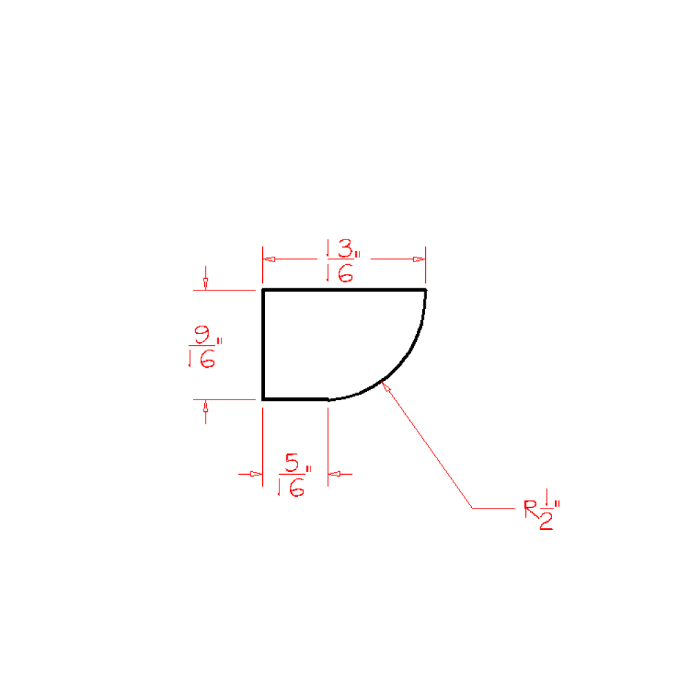 Shaker Dove Shoe Moulding - 96"W x 3/4"H x 1/2"D