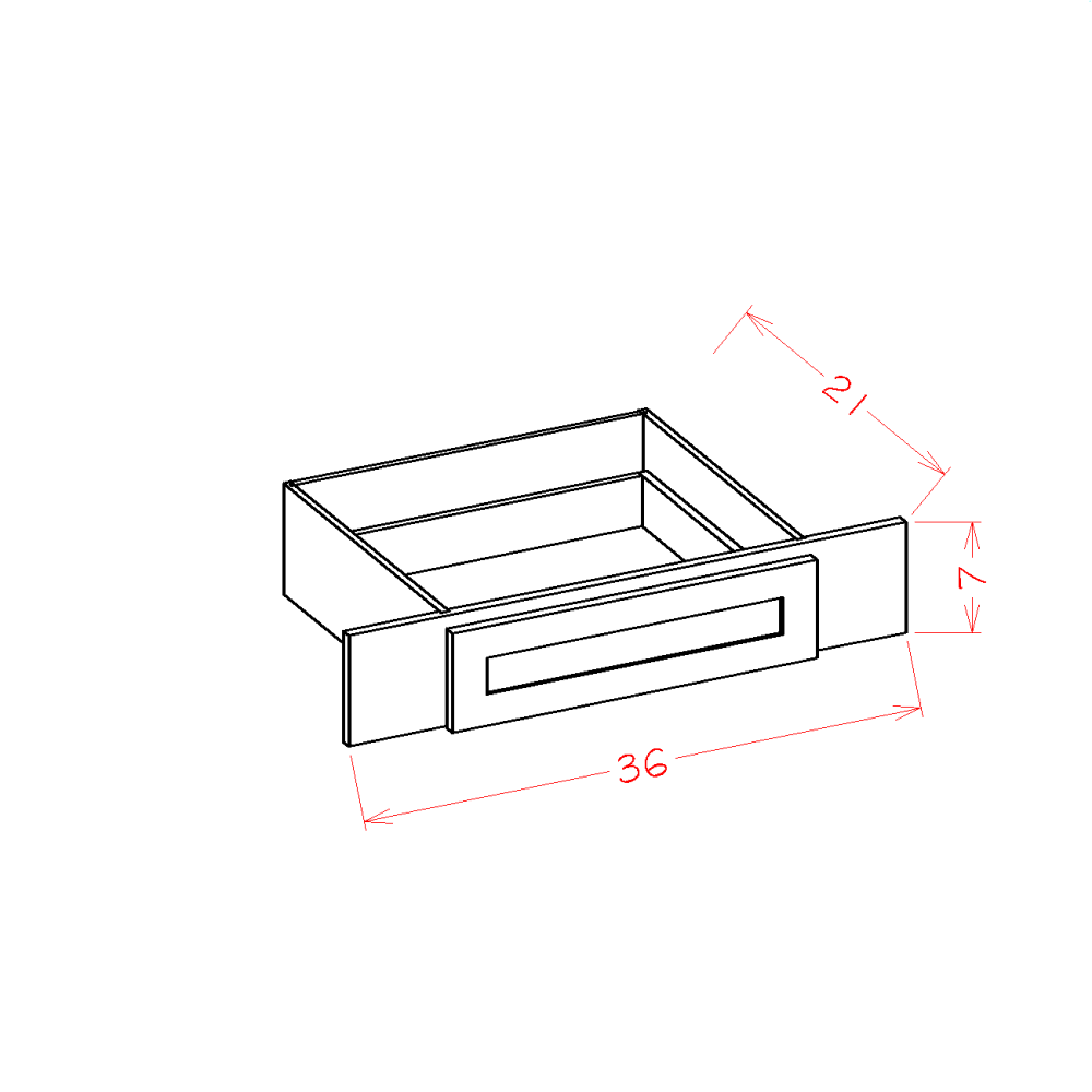 Casselberry Saddle Vanity Knee Drawer - 36"W x 7"H x 21"D (Trimable to 27"W)