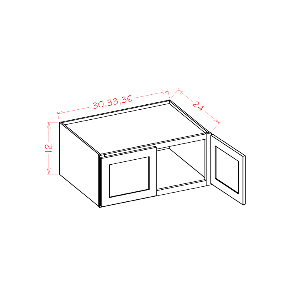 Shaker Dove Wall Refrigerator Cabinet - 30"W x 12"H x 24"D -2D