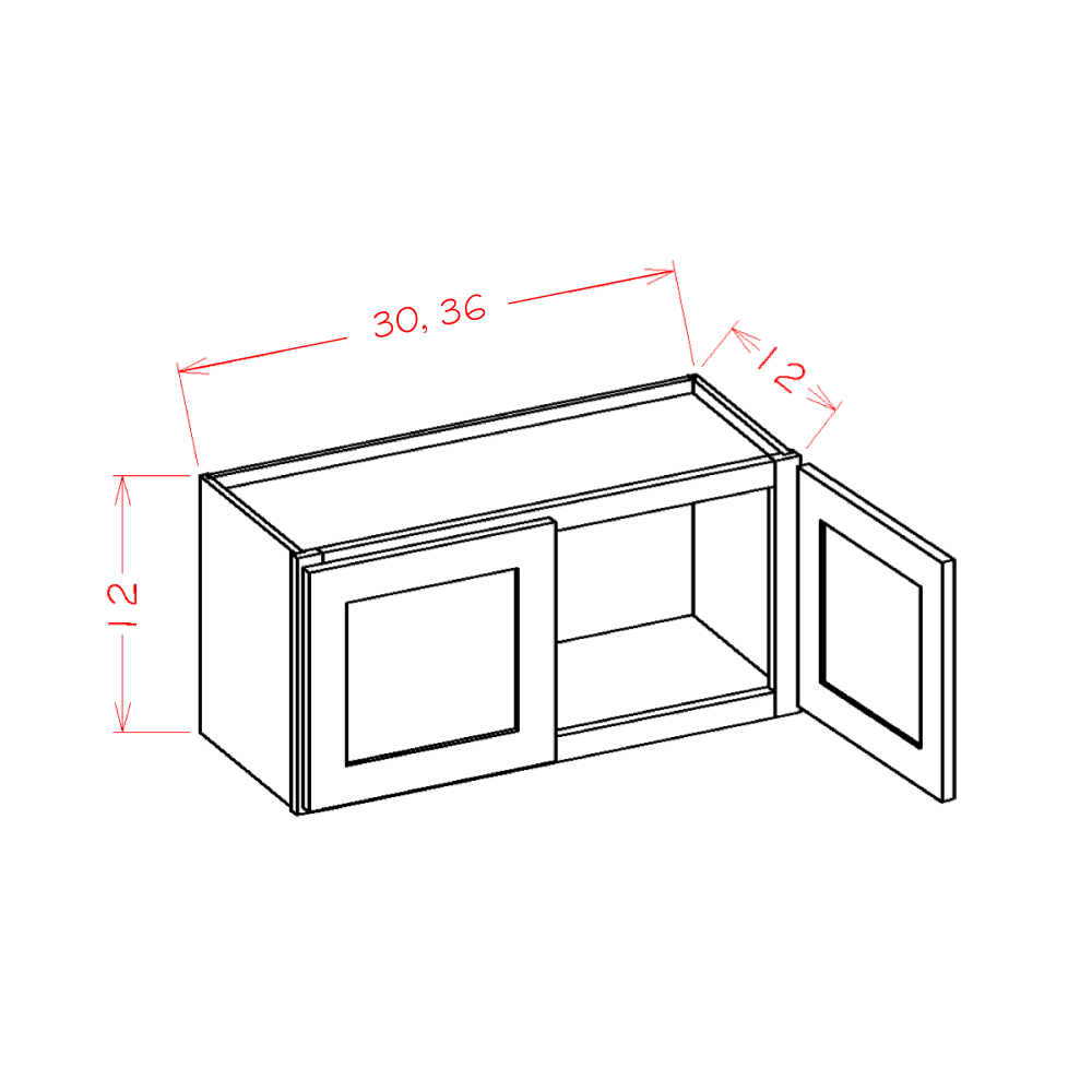 Shaker Dove Bridge Cabinet - 30"W x 12"H x 12"D - 2D