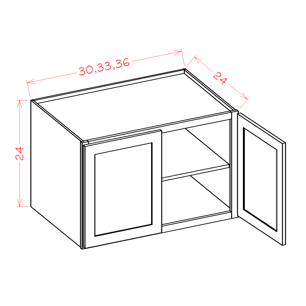 Shaker Grey Wall Refrigerator Cabinet - 36"W x 24"H x 24"D -2D-1S